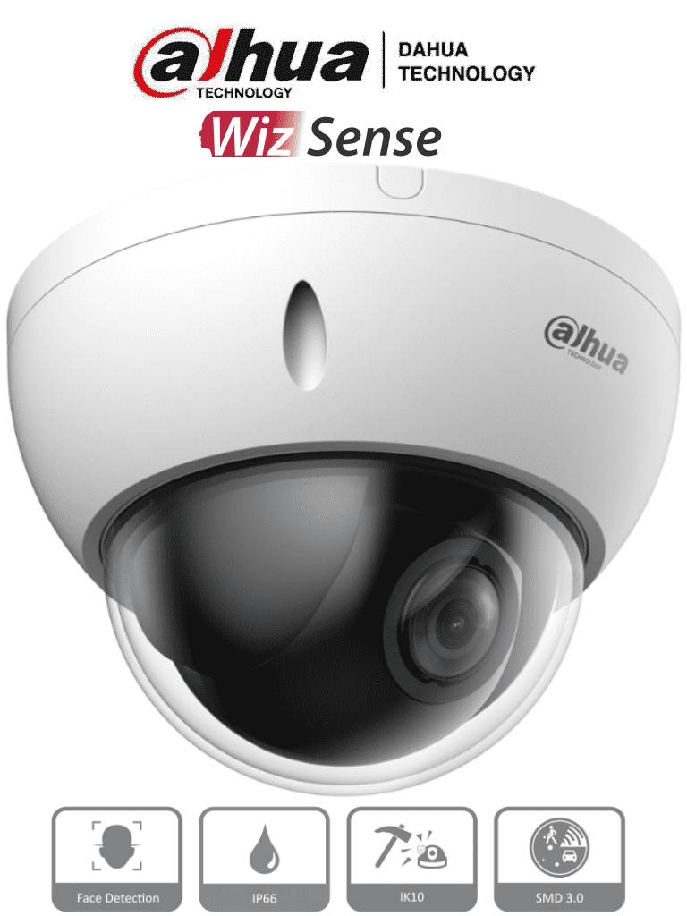 DAHUA SD22204DB-GNY - Cámara IP PTZ de 2 MP / WizSense/ 4x de Zoom óptico/ Starlight / Detección facial/ SMD 3.0/ Antivandálica IK10/ Exterior IP66/ Protección perimetral / Ranura para MicroSD/ PoE/ DAHUA SD22204DB-GNY - Cámara IP PTZ de 2 MP / WizSense/ 4x de Zoom óptico/ Starlight / Detección facial/ SMD 3.0/ Antivandálica IK10/ Exterior IP66/ Protección perimetral / Ranura para MicroSD/ PoE/